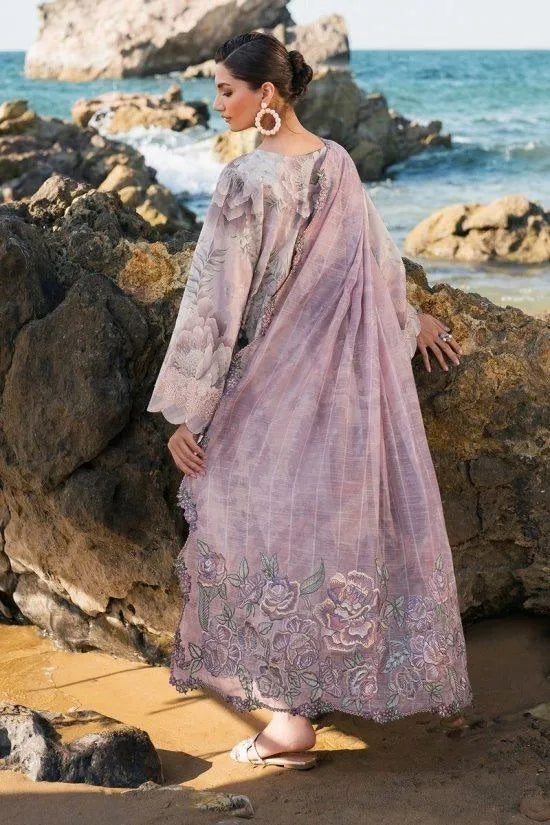 Lawn 3 P Floral Purple Suit for Women
