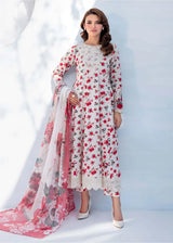 Floral Grace Printed Kurta – White & Red