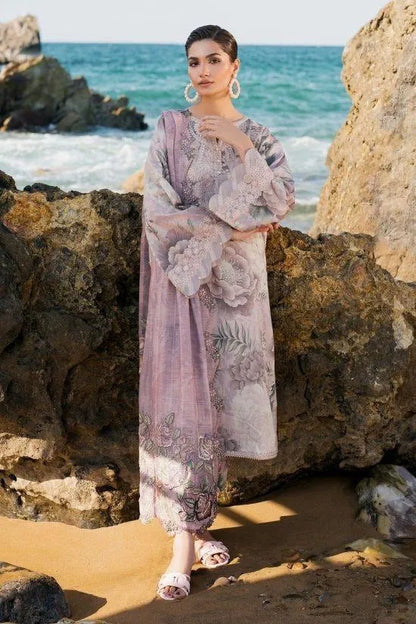 Lawn 3 P Floral Purple Suit for Women