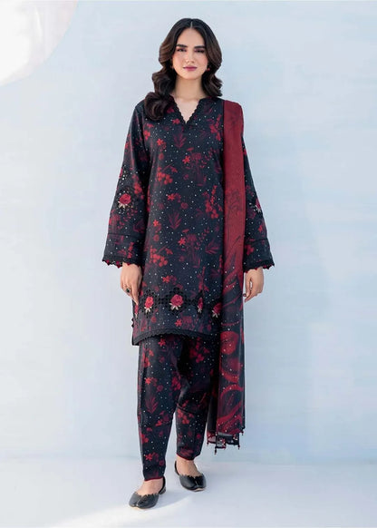 Embroidered Red Black Suit Set